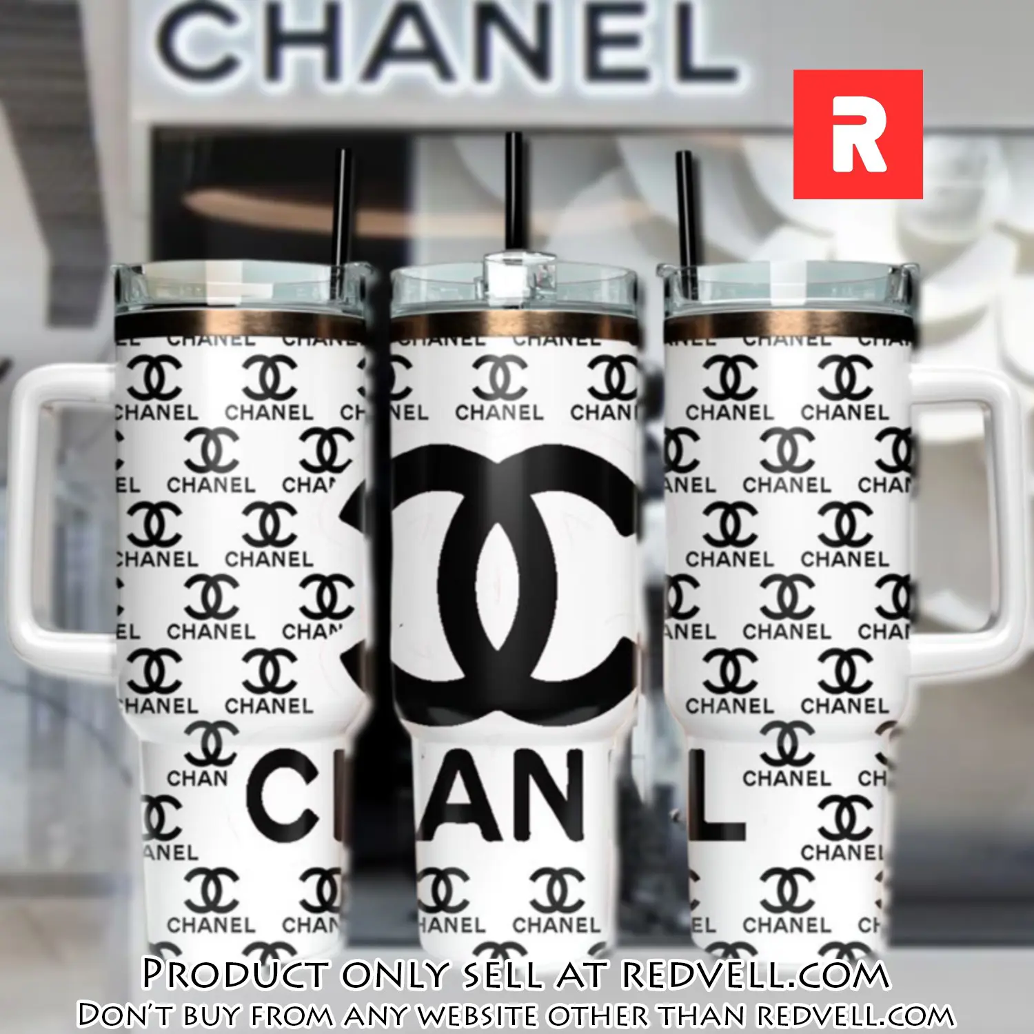 Black chanel logo 40oz stanley tumbler ktb1061 rv5405613